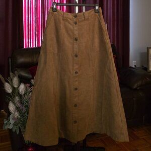 FAUX SUEDE MIDI A-LINE SKIRT!